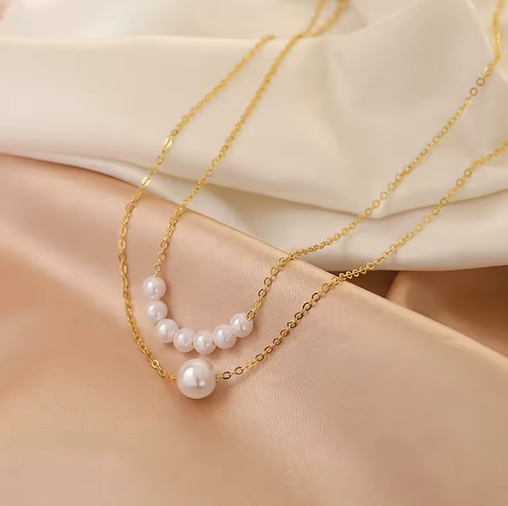 Gold Chain Pearl Necklace