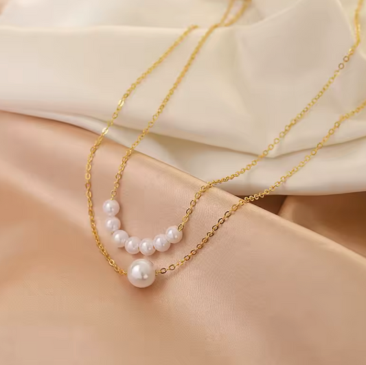 Gold Chain Pearl Necklace